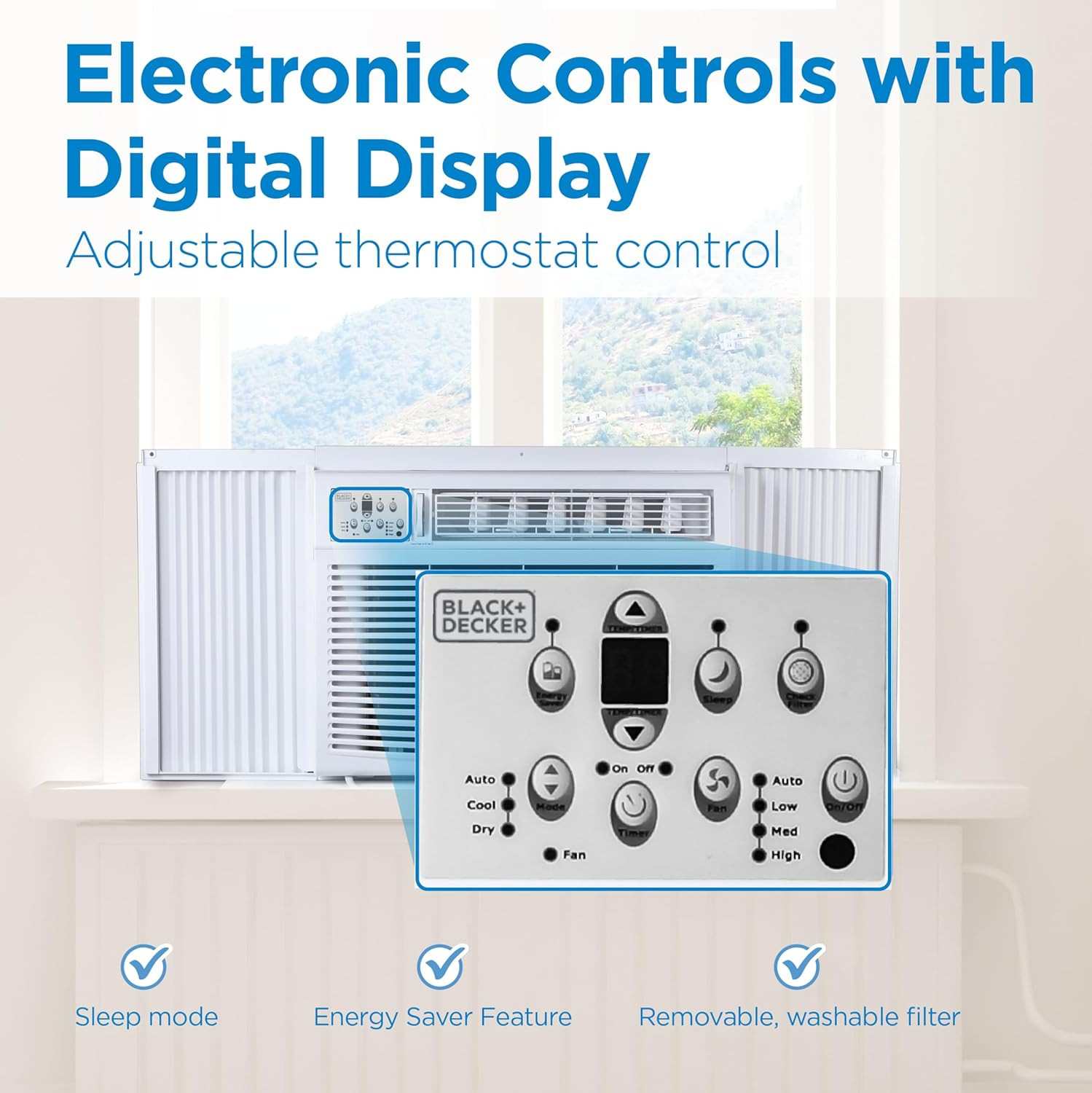 BLACK+DECKER Window Air Conditioner 18000 BTU, AC Window Unit Cools up to 1000 S