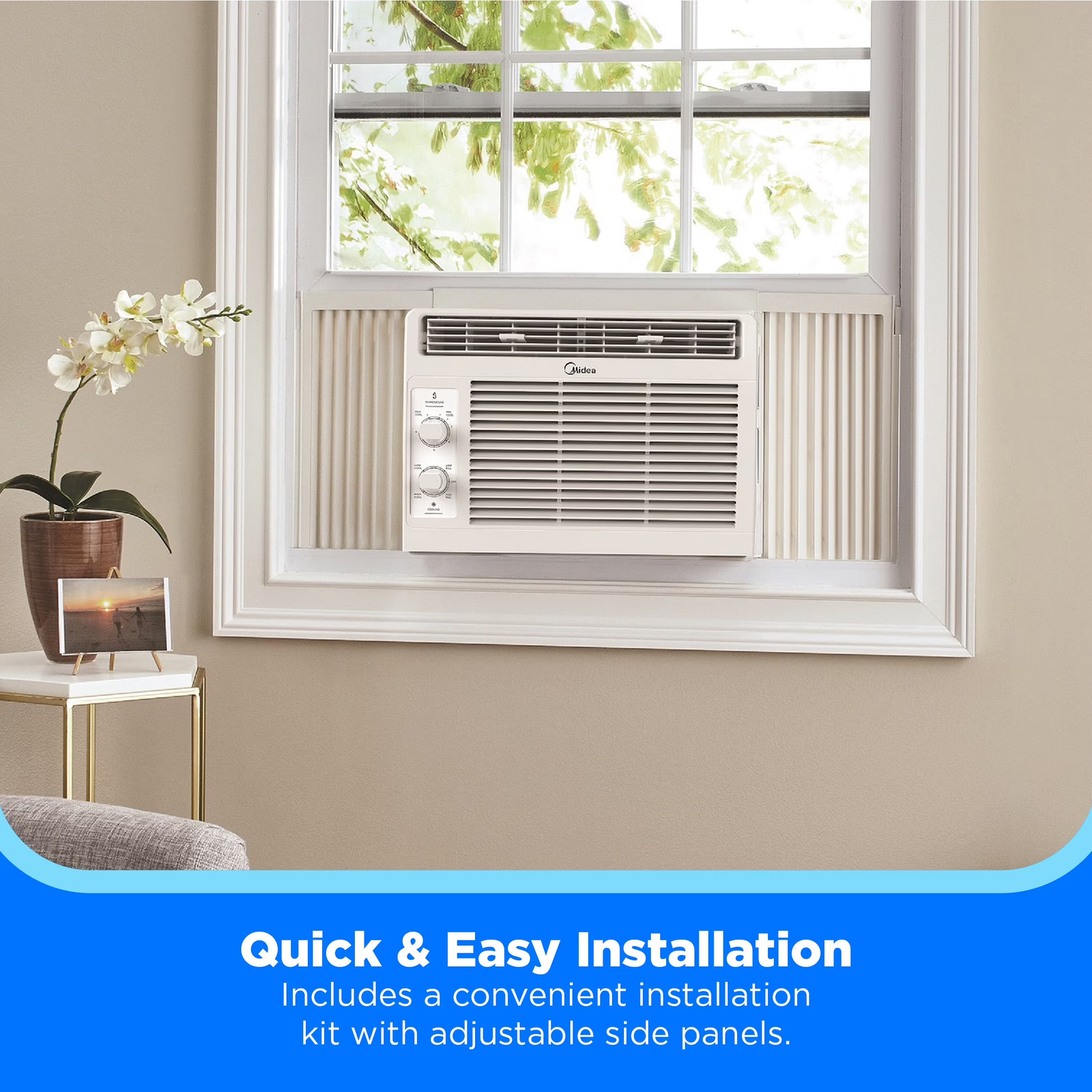 5,000 BTU Mechanical Window Air Conditioner up to 150 Sq Ft Easy Install White