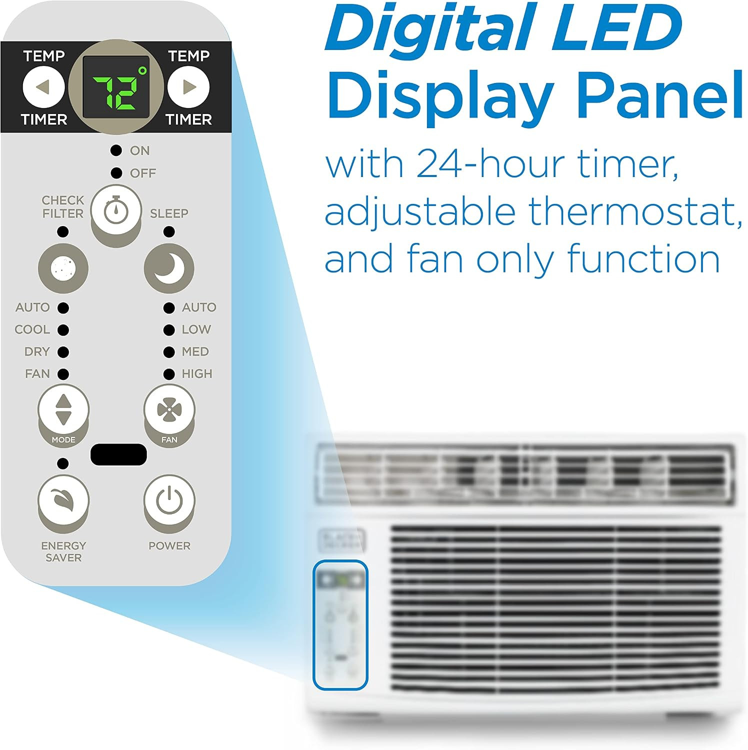 BLACK+DECKER Window Air Conditioner 14300 BTU, AC Window Unit Cools up to 700 Sq