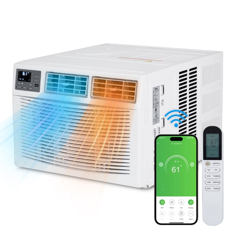 8,000 BTU Heat and Cool Window Air Conditioner w/ Wifi, Remote Control 350 sq.ft