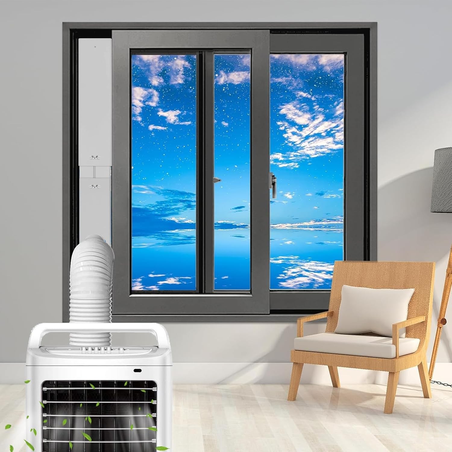 Portable AC Window Kit 59″ Hose 5.9″ Dia AC Window Seal Adjustable AC Vent Kit