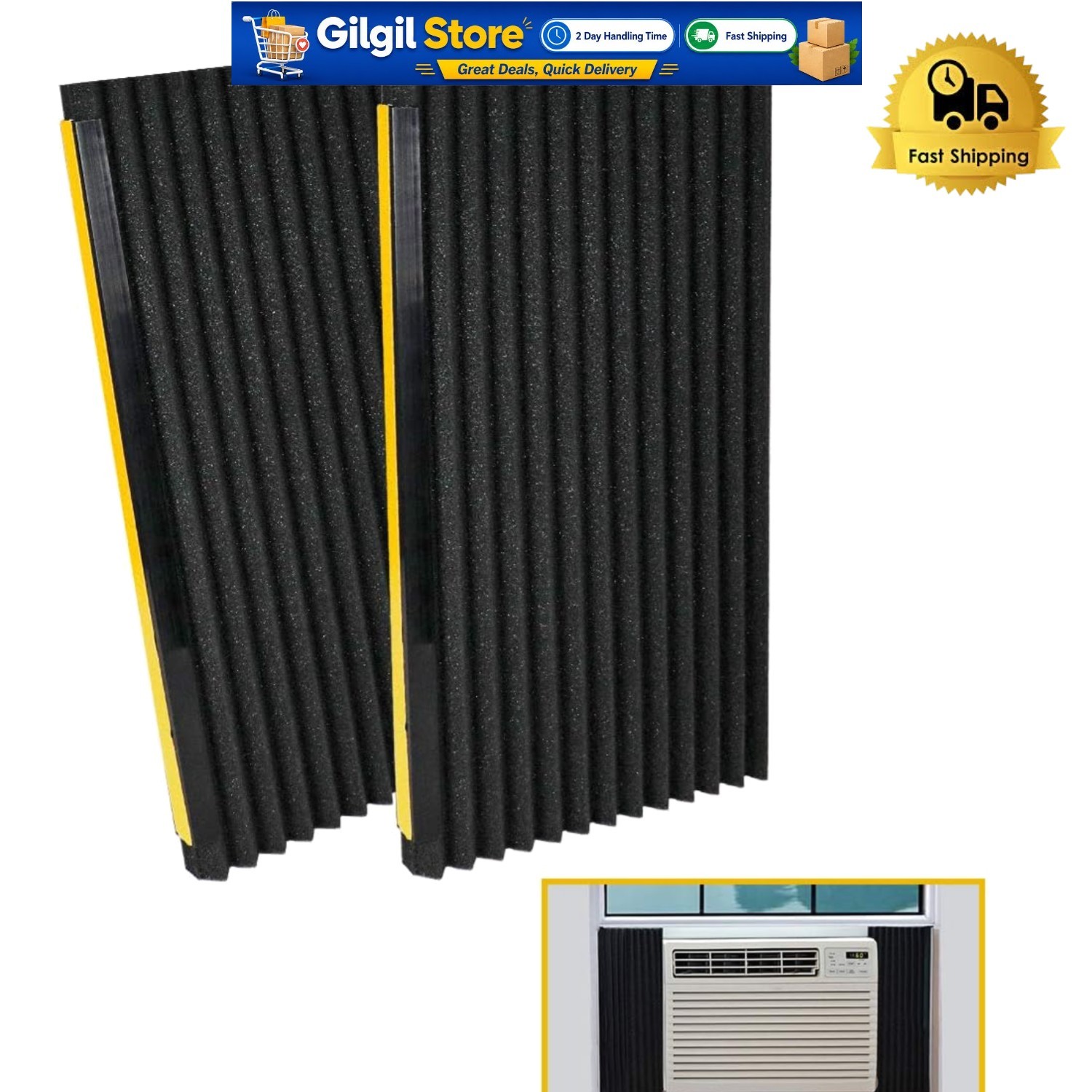 AC Insulation Foam Panels, 2-Pack Black, 17in x 9in – Energy Efficiency Solution