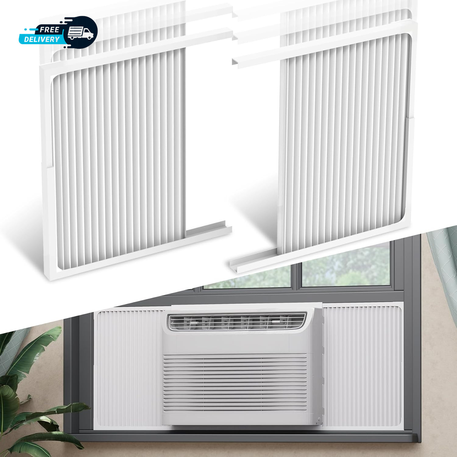 Adjustable Window Air Conditioner Side Panels and Frame Set Extra Wide