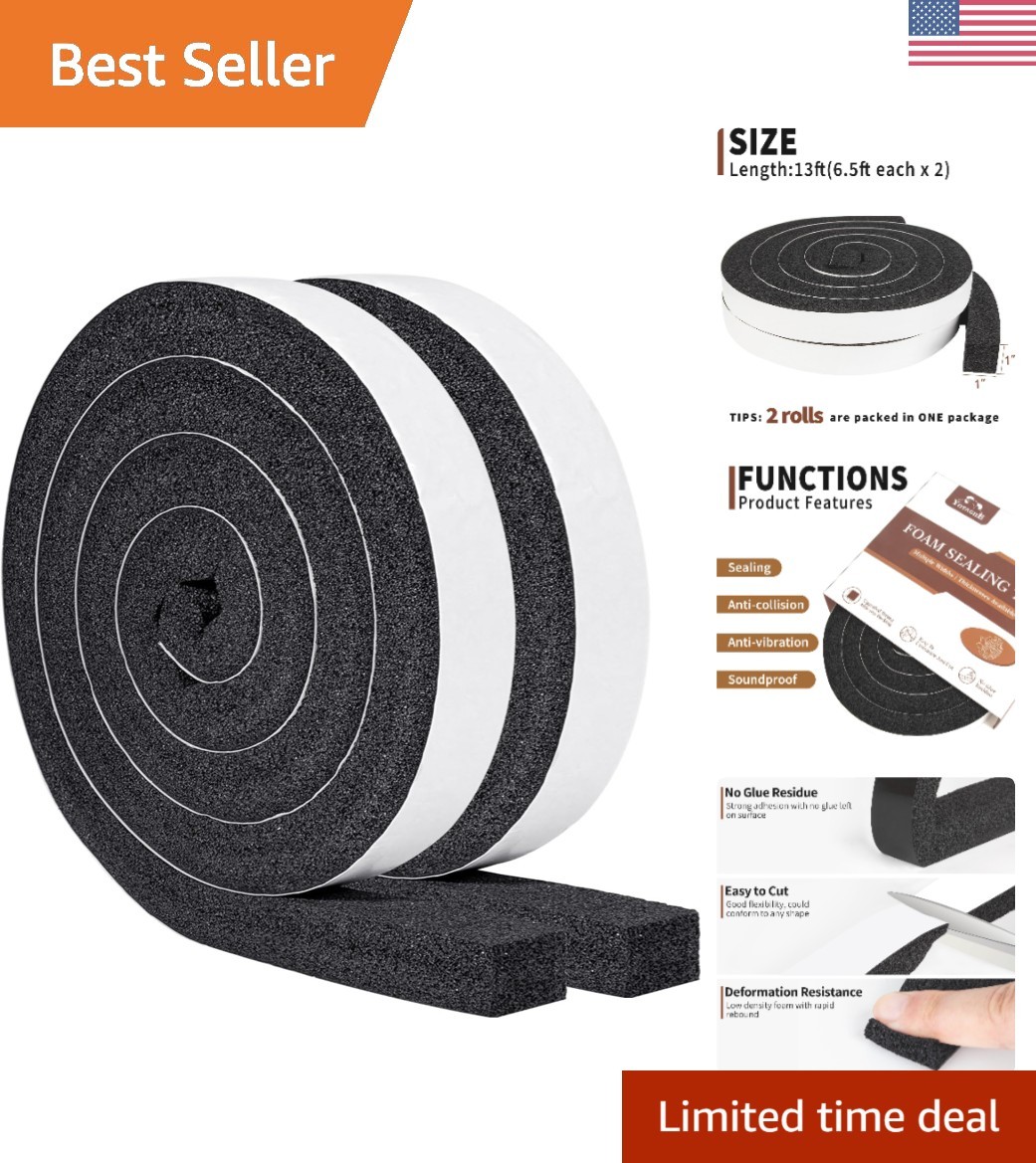 High Resilience Weather Stripping Foam Tape – Reduces Noise & Energy Loss, 13Ft