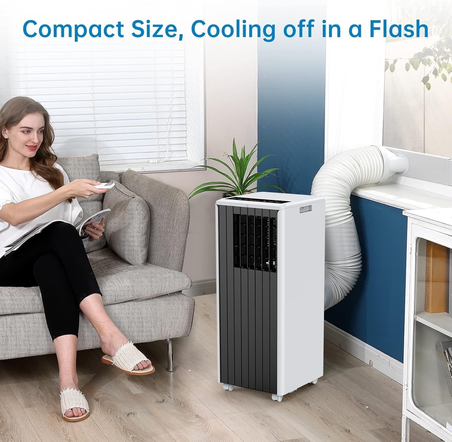 8000 BTU Portable Air Conditioner 350 Sq Ft w/ Dehumidifier & Fan & Window Kit