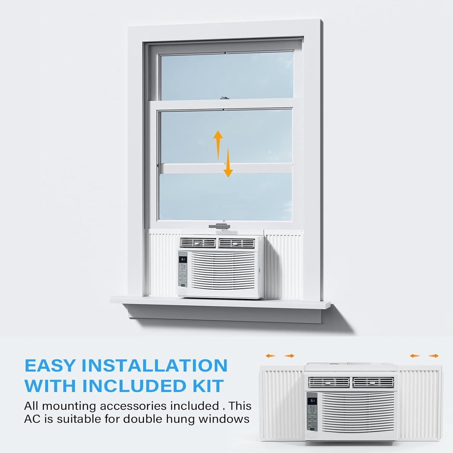 6000 BTU Window Air Conditioner Cool to 250 sq ft Intelligent, WIFI LED,Remote C