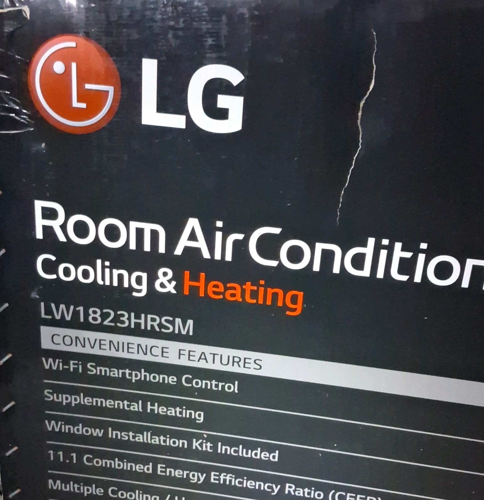 LG LW1823HRSM 18,000 BTU Window AC w/Heat Wi-Fi Remote Alexa/GA 230/208V