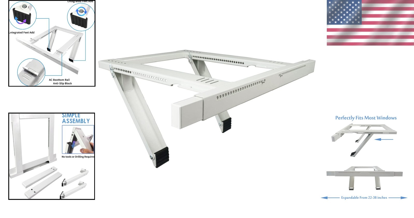 No Drill Window AC Support Bracket – Secure and Safe for Units Up to 200 lbs