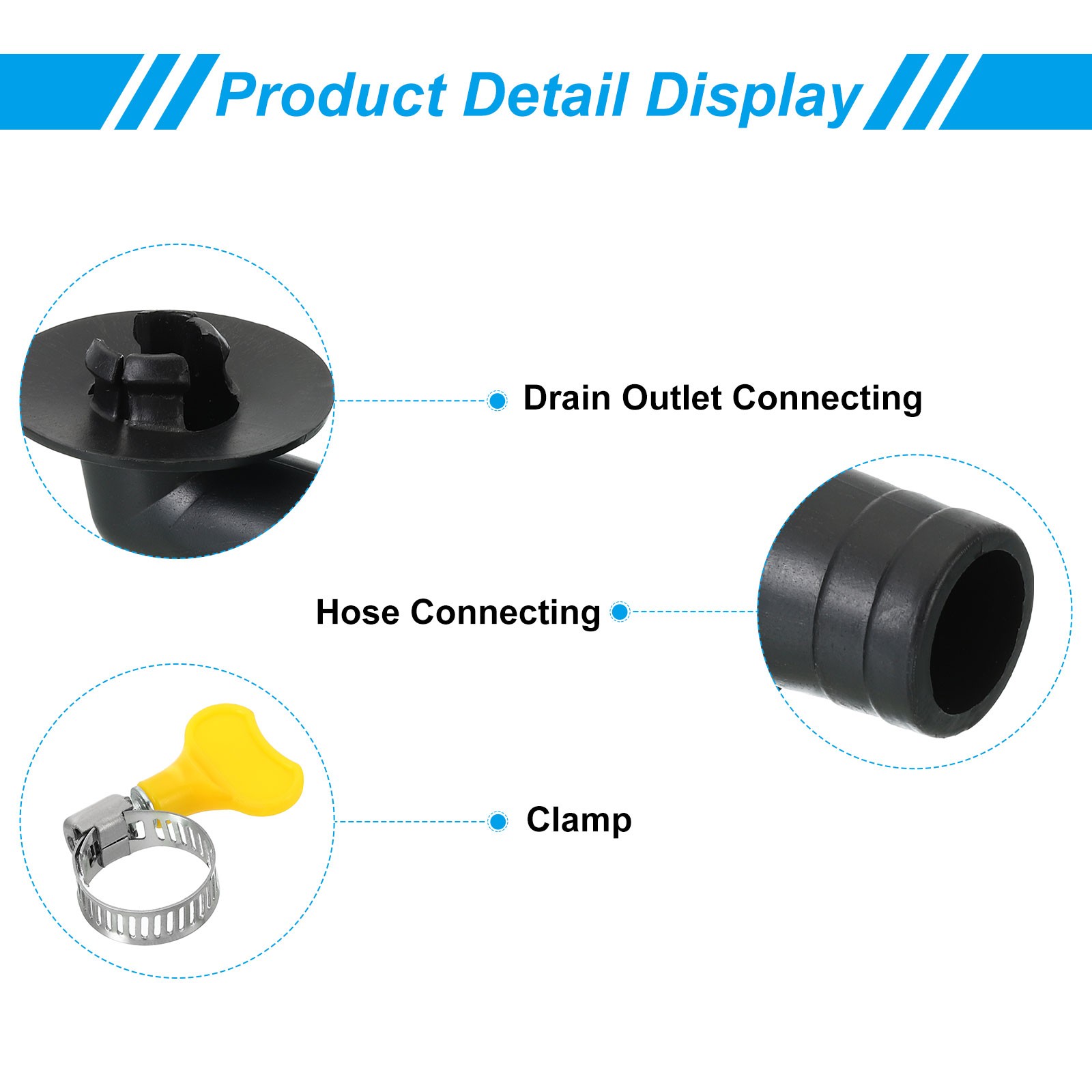 1pcs 17mm Air Conditioner Drain Hose Connector with Clamp Black Style12