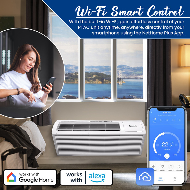 Klimaire 12,000 BTU PTAC Heat Pump A/C R-32 with 3.5kW Heater – Bundle