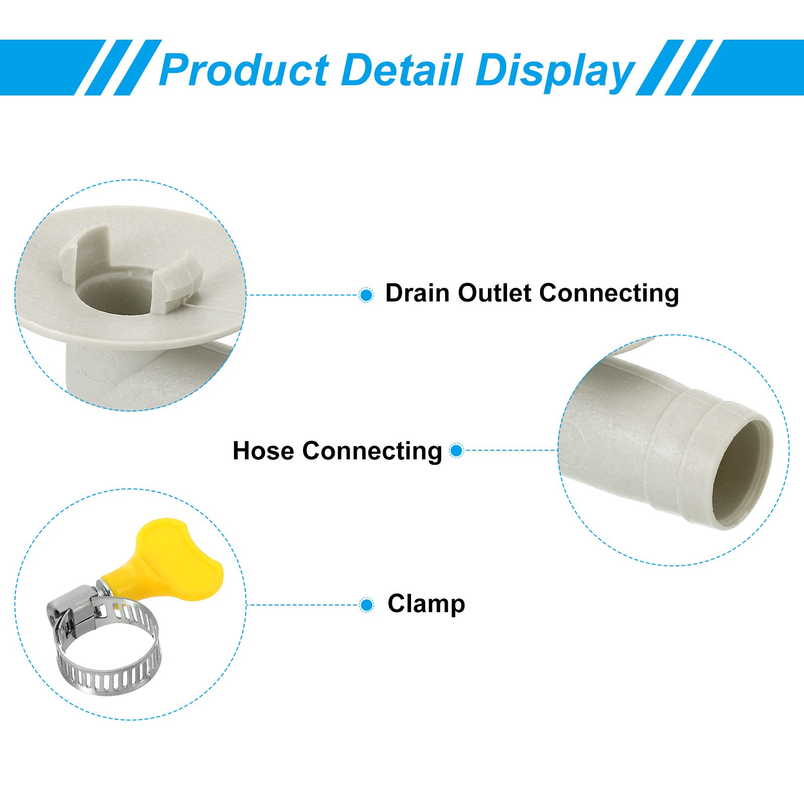 15mm Air Conditioner Drain Hose Connector with Clamp, White Style11