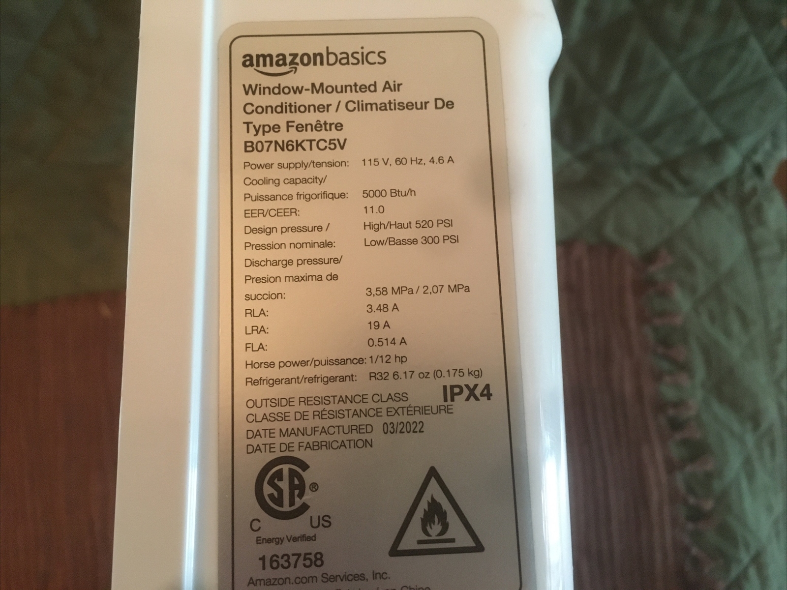 Amazon basics ac model: B07N6KTC5V Front Panel Frame 16.18×11.29×2.55 in