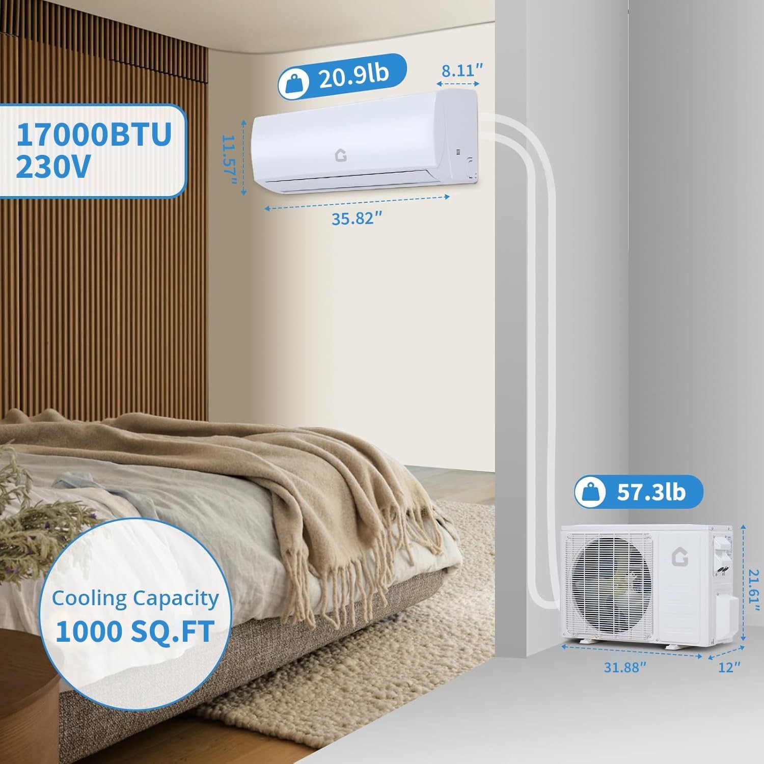 TCL 17000 BTU 230V Mini Split Air Conditioner&Heater WiFi Inverter Heat Pump R32
