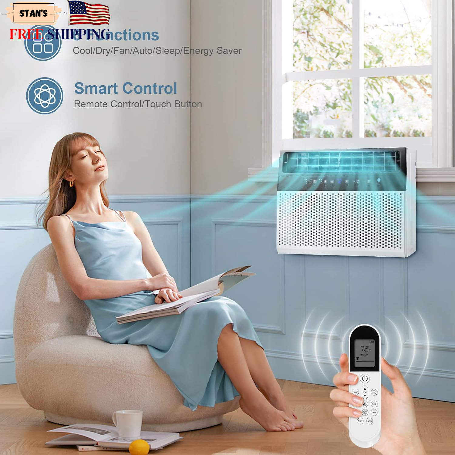 Window Air Conditioner 12 000 BTU 550 Sq Ft 6 Modes Timer White Antarctic Star