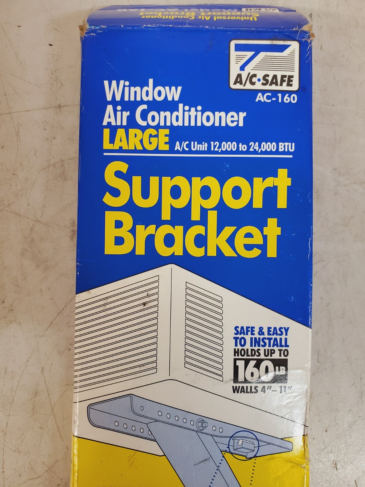 A/C Safe Support Bracket for Window Air Conditioner AC-160 | 160Lb | Walls 4-11″