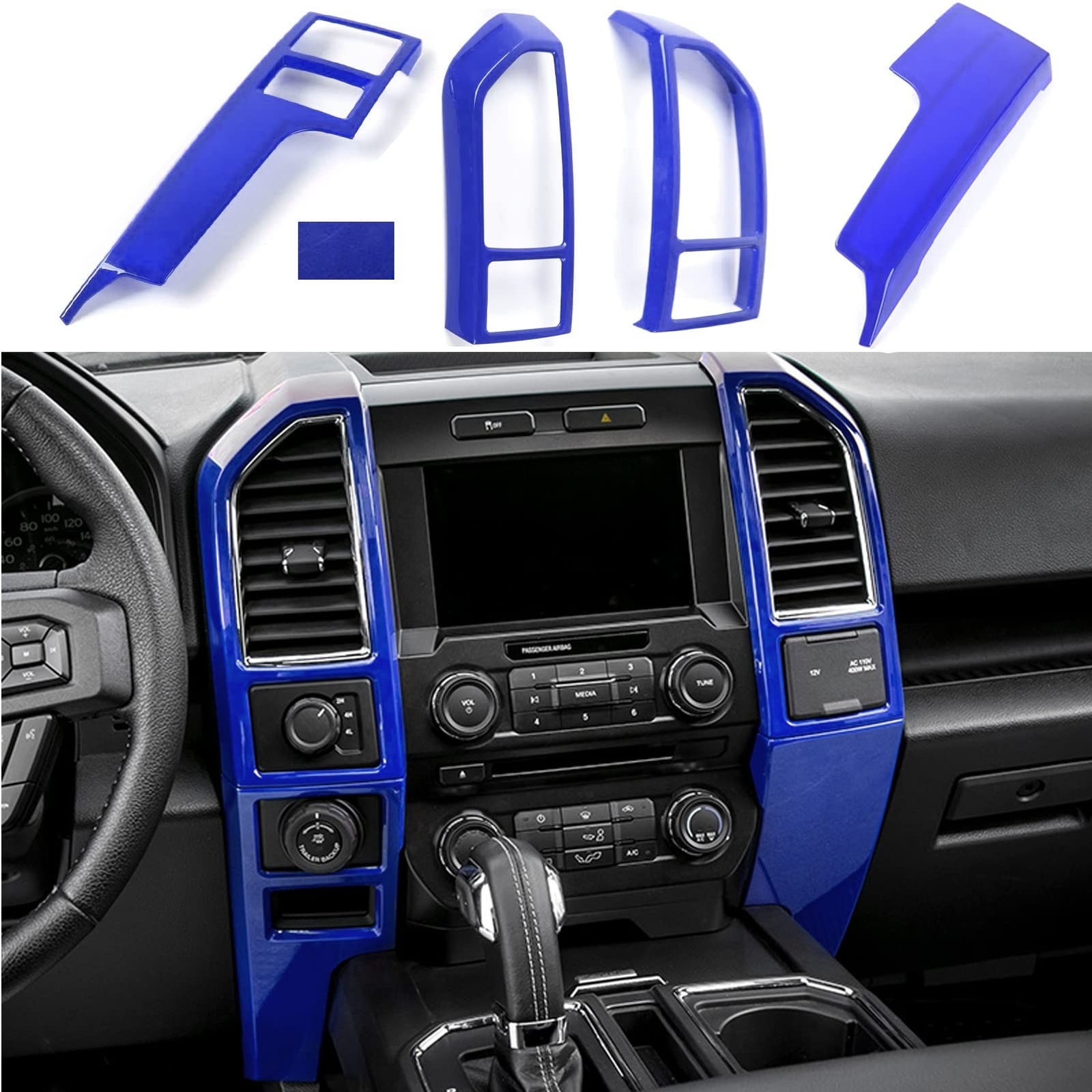 Keptrim for F150 Blue Central Console Air Conditioner Panel Trim for 2015 201…