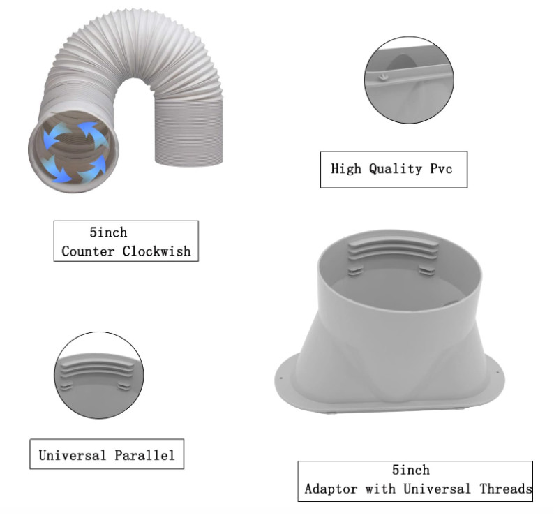Portable AC Window Vent Kit with 5 Inch Hose Seal Panels for Sliding Windows