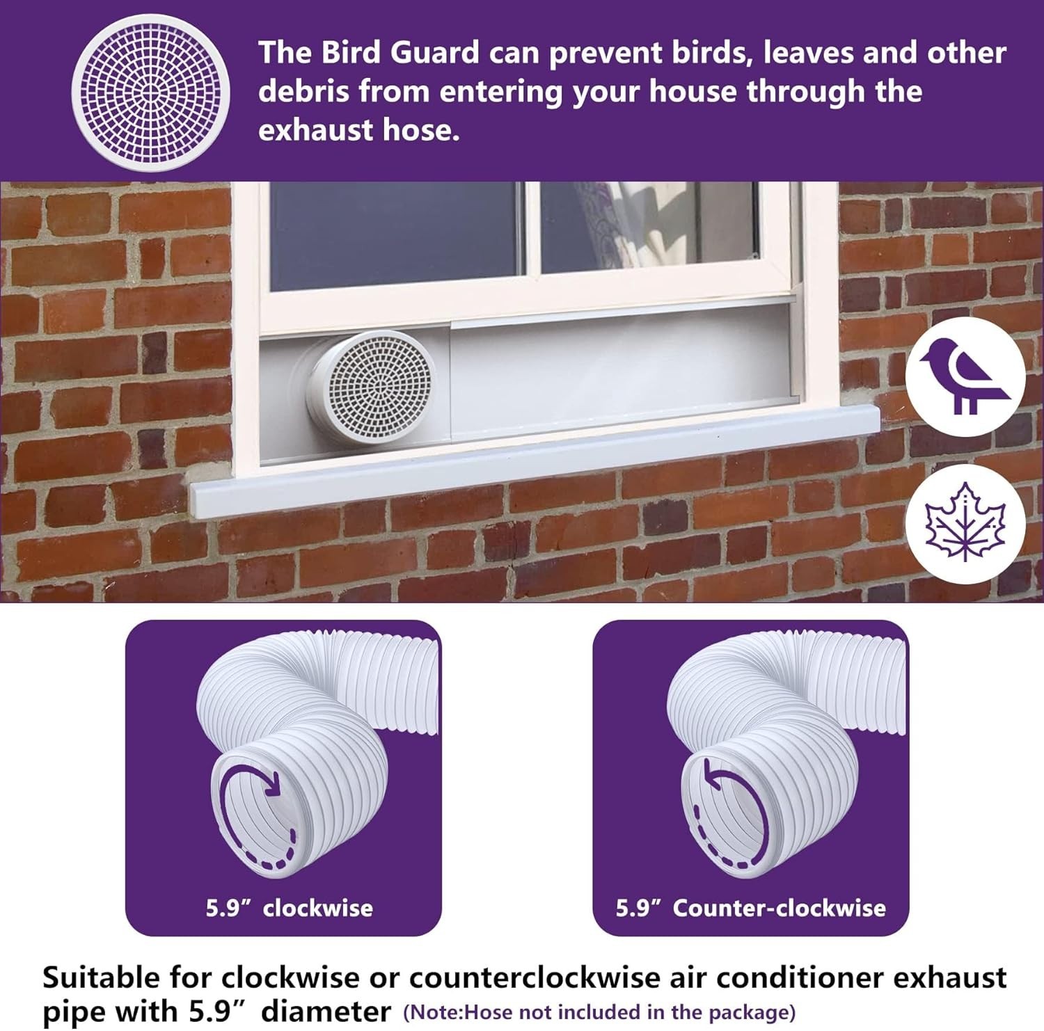 Adjustable AC Window Seal Kit for Sliding Windows – Fits 5.9” Exhaust Hose