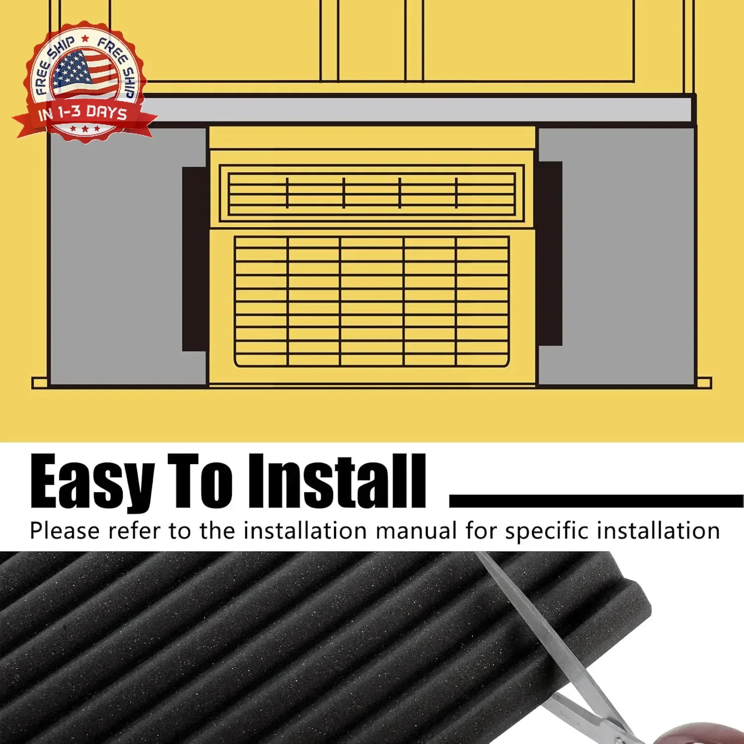 Window Air Conditioner Foam Insulated Panels, 17″ H x 9″ W x 7/8″ T Window AC Si