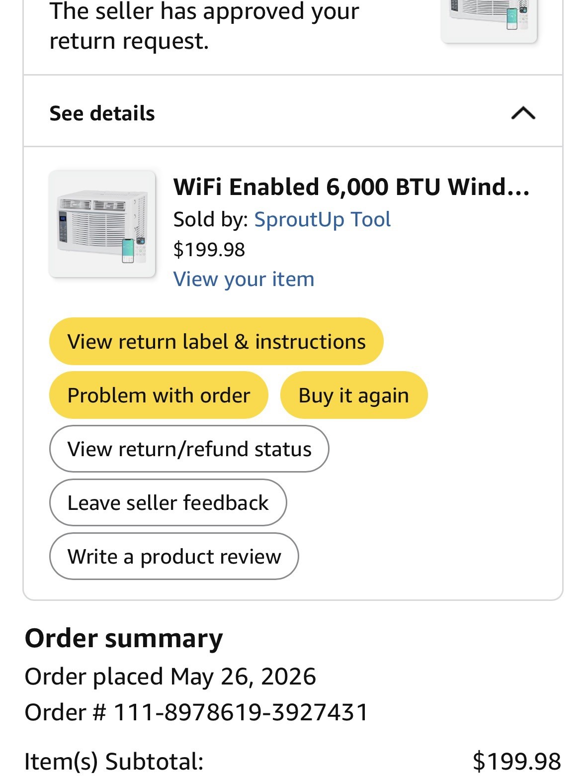 WiFi Enabled 6,000 BTU Window Air Conditioner, Smart Window AC Unit with Remote,
