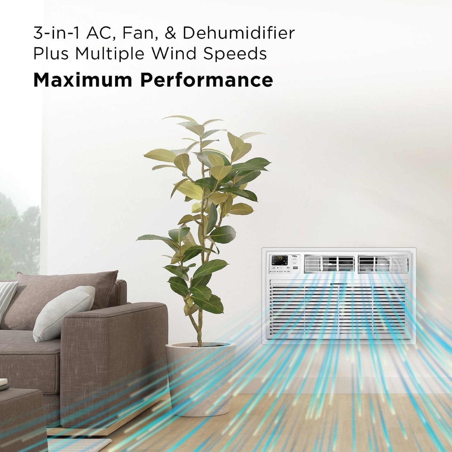 TCL 8,000 BTU Smart Through-The-Wall Air Conditioner, Alexa Google Assistant