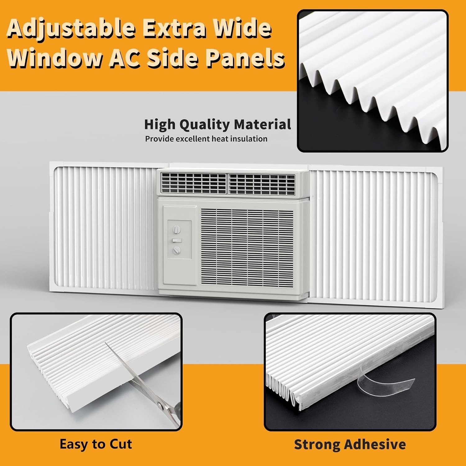 Adjustable Window Air Conditioner Side Panels and Frame Set,Extra Wide Window AC