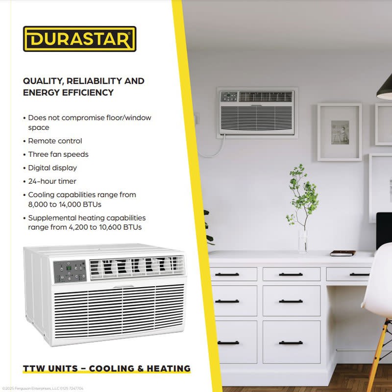 Durastar DRTHC122XNA1SLV 12,000 BTU 208 / 230V Through the Wall – White