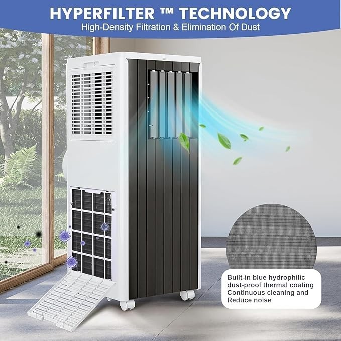 8000 BTU Portable Air Conditioner 350 Sq Ft w/ Dehumidifier & Fan & Window Kit
