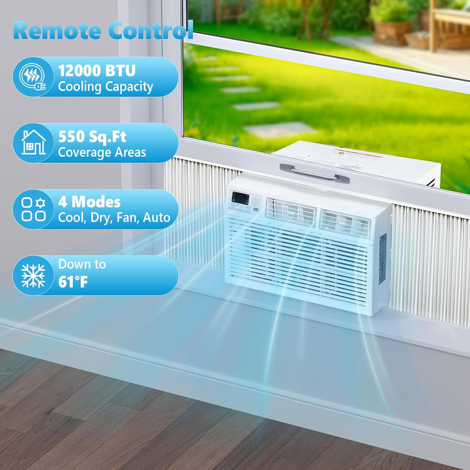 12000 BTU Window Air Conditioner for Large Room up to 550 Sq.Ft, 3-In-1 Cooling
