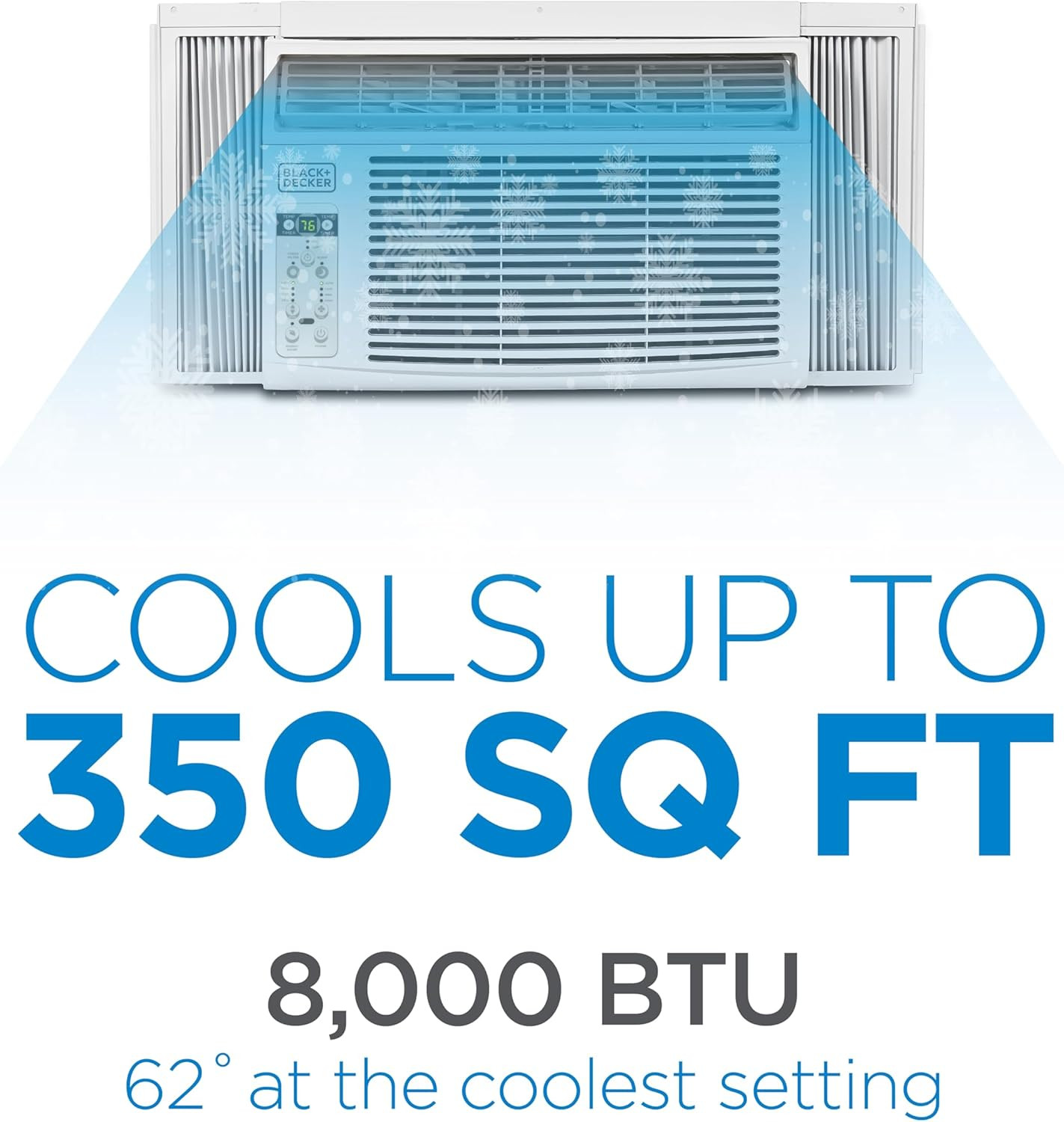 BLACK+DECKER Window Air Conditioner 8000 BTU, AC Window Unit Cools up to 350 Squ