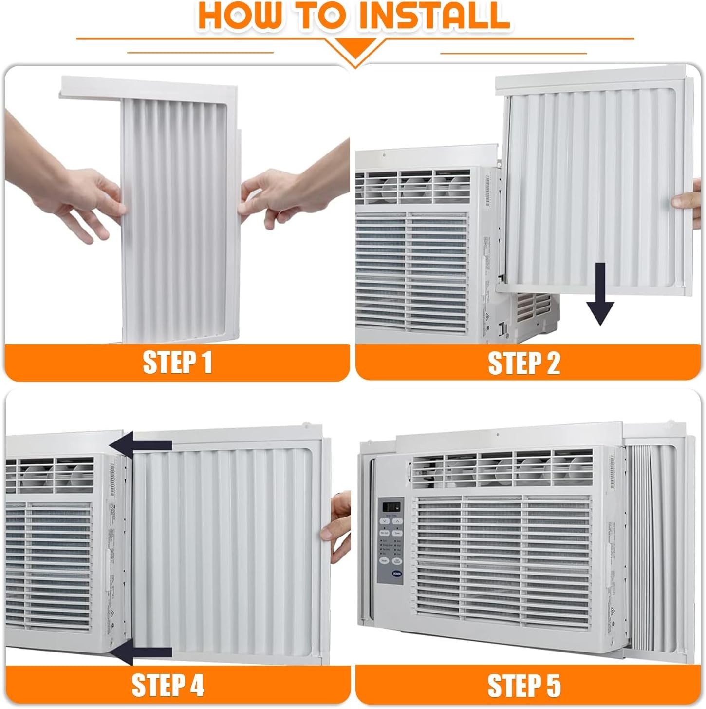 Window Air Conditioner Side Panel with Frame | Universal Window AC Accordion …