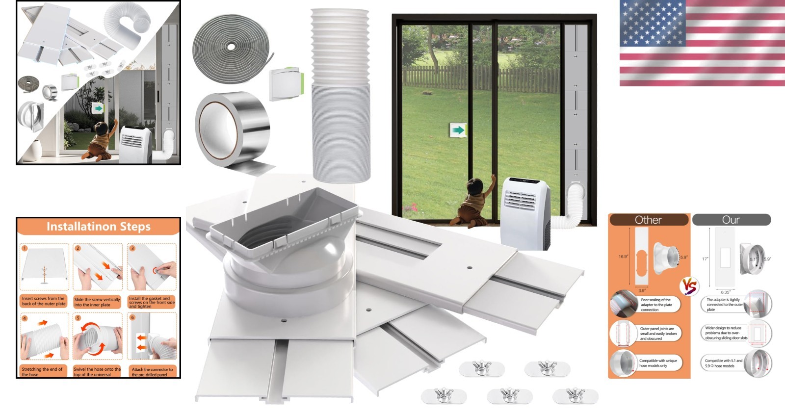 Universal Portable AC Vent Kit – Easy Setup, Security Lock & Weather Stripping