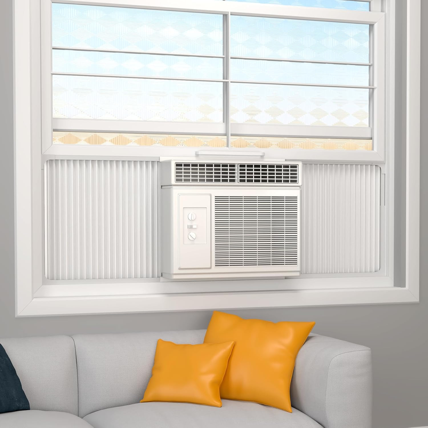 Window Air Conditioner Side Panel with Adjustable Frame, Universal Window AC Acc