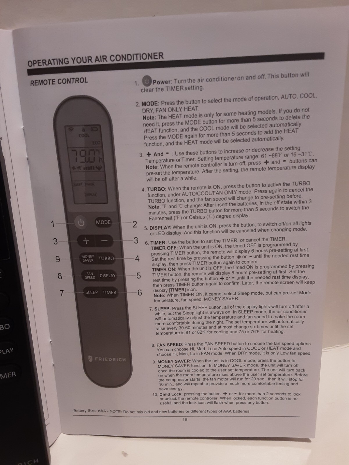NEW FRIEDRICH FACTORY A/C AIR CONDITIONER REMOTE CONTROL CCW CEW FREE SHIPPING