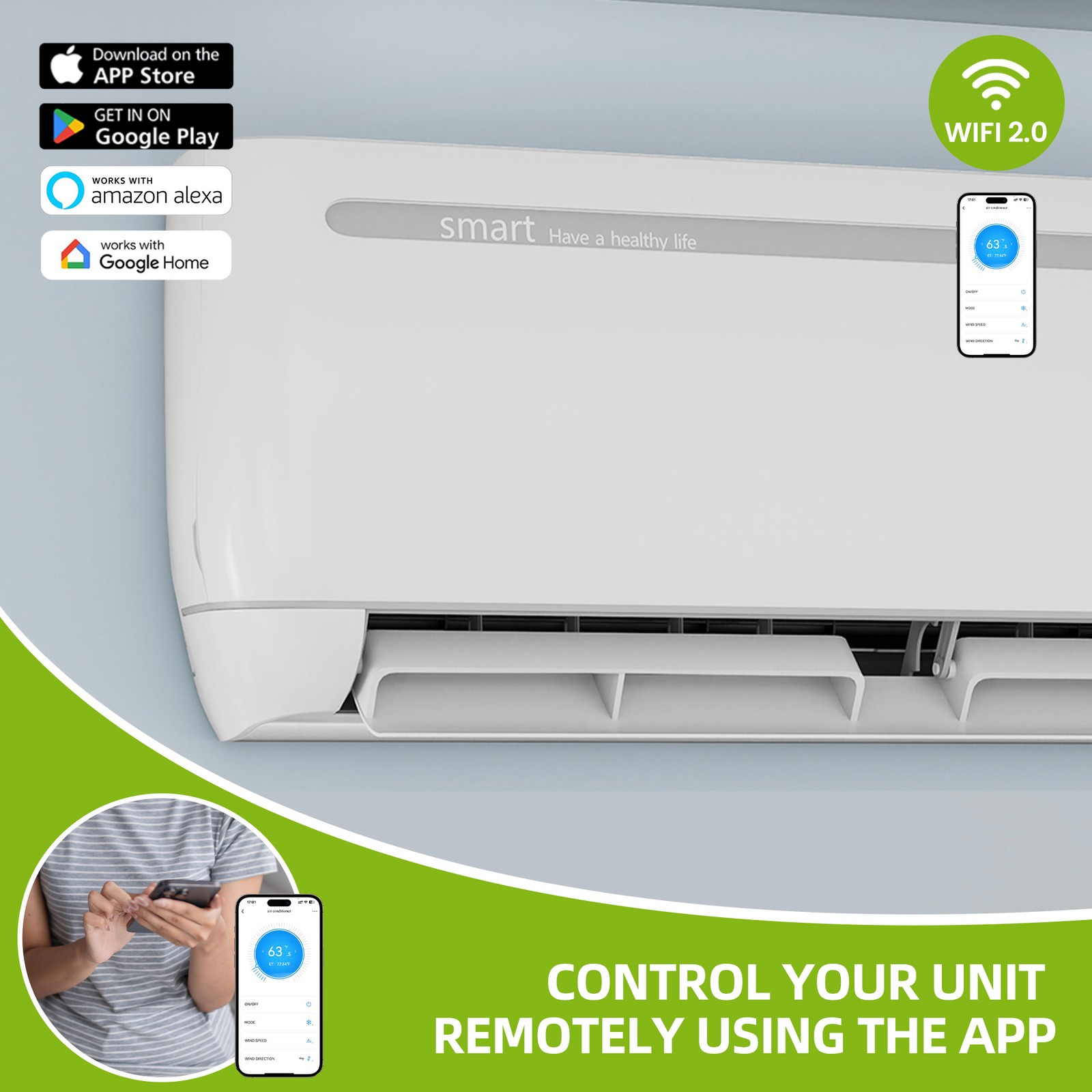 24000 BTU Mini Split AC/Heat Pump 220V Covers Up to 1500 Sq. Ft Ductless