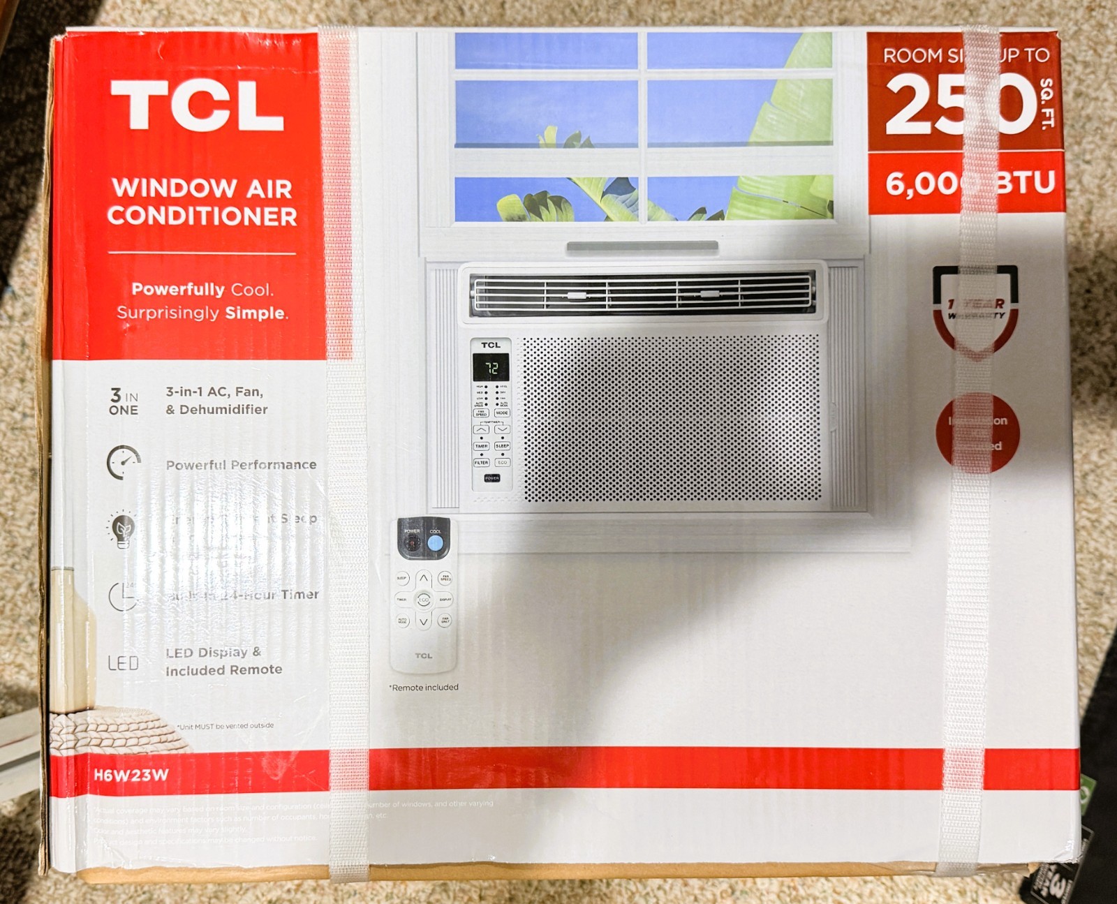 TCL H6W23W 6000 BTU 250 Sq. Ft. Window Air Conditioner with Remote