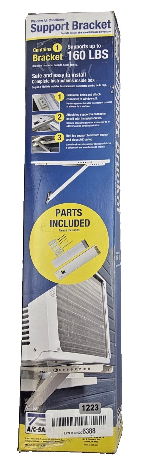 AC-Safe AC-160 Universal Window AC Support Bracket 160lb Heavy Duty NEW