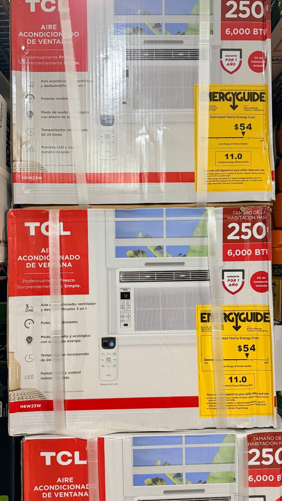 TCL H6W23W 6000 BTU 250 Sq. Ft. Window Air Conditioner with Remote