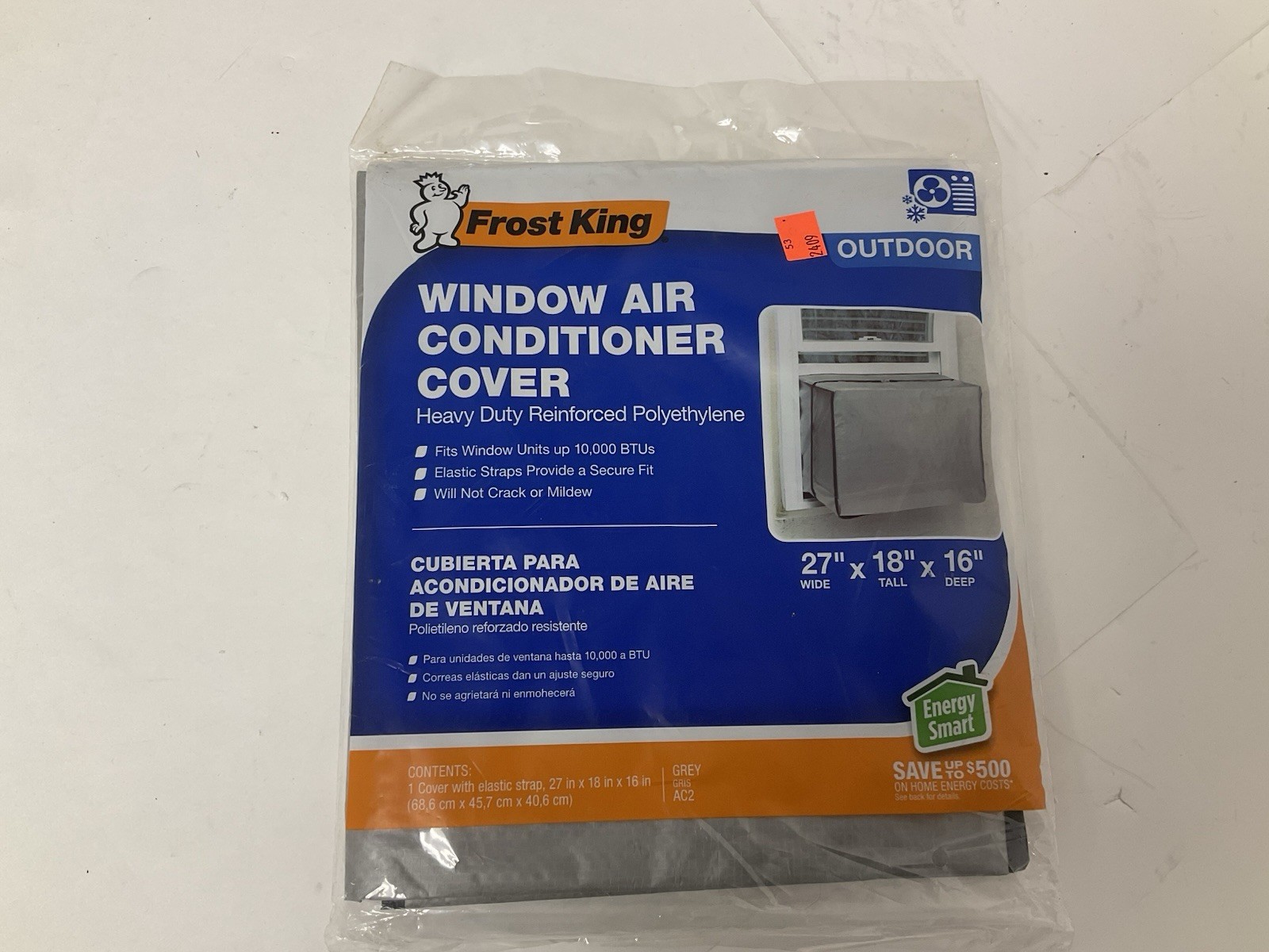 Frost King Window AC Cover Outdoor Water Resistant GREY GRIS AC2 27x18x16″