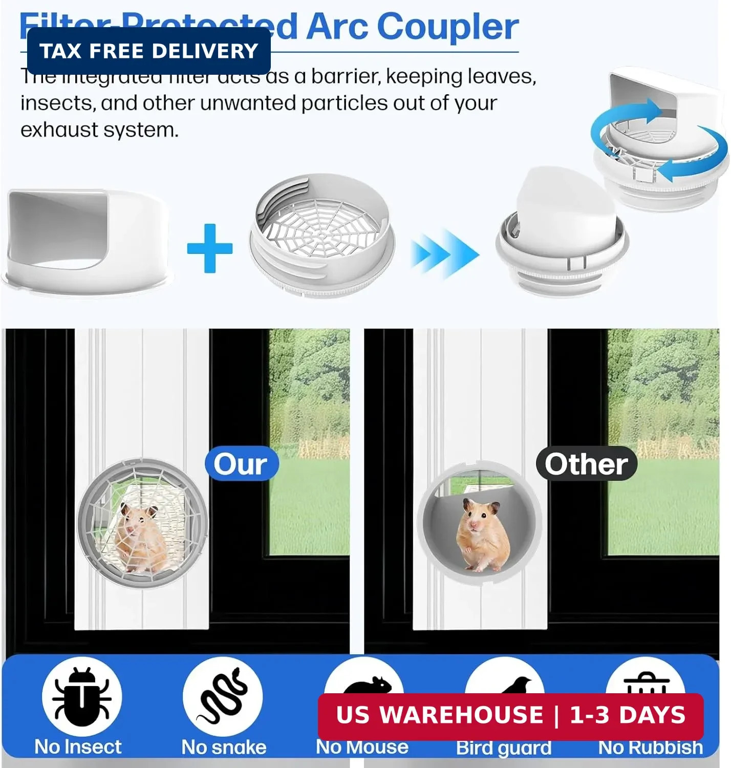 Portable Air Conditioner Window Seal Kit with 5.9″ Counter-Clockwise Threaded Ex