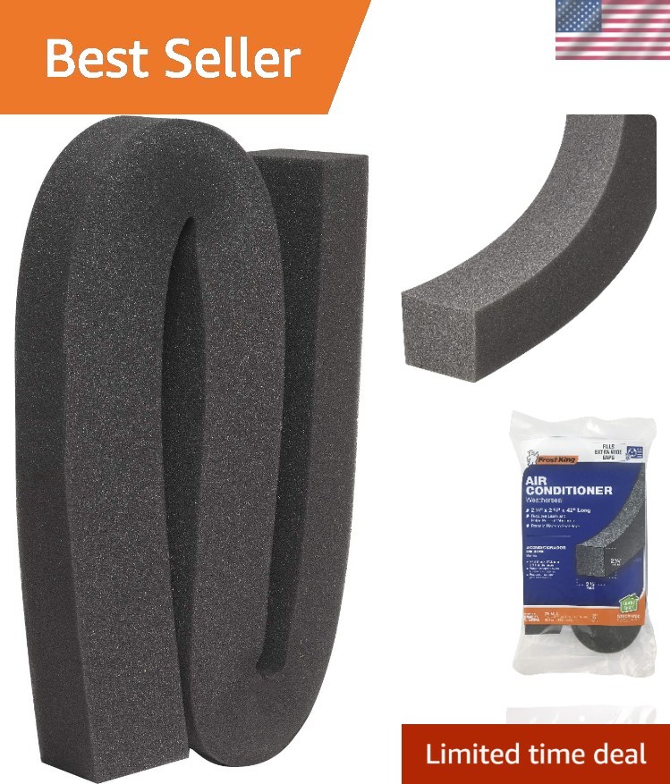Dark Gray Foam Weatherseal Tape – 42” Long, Seals Air for Window AC Units