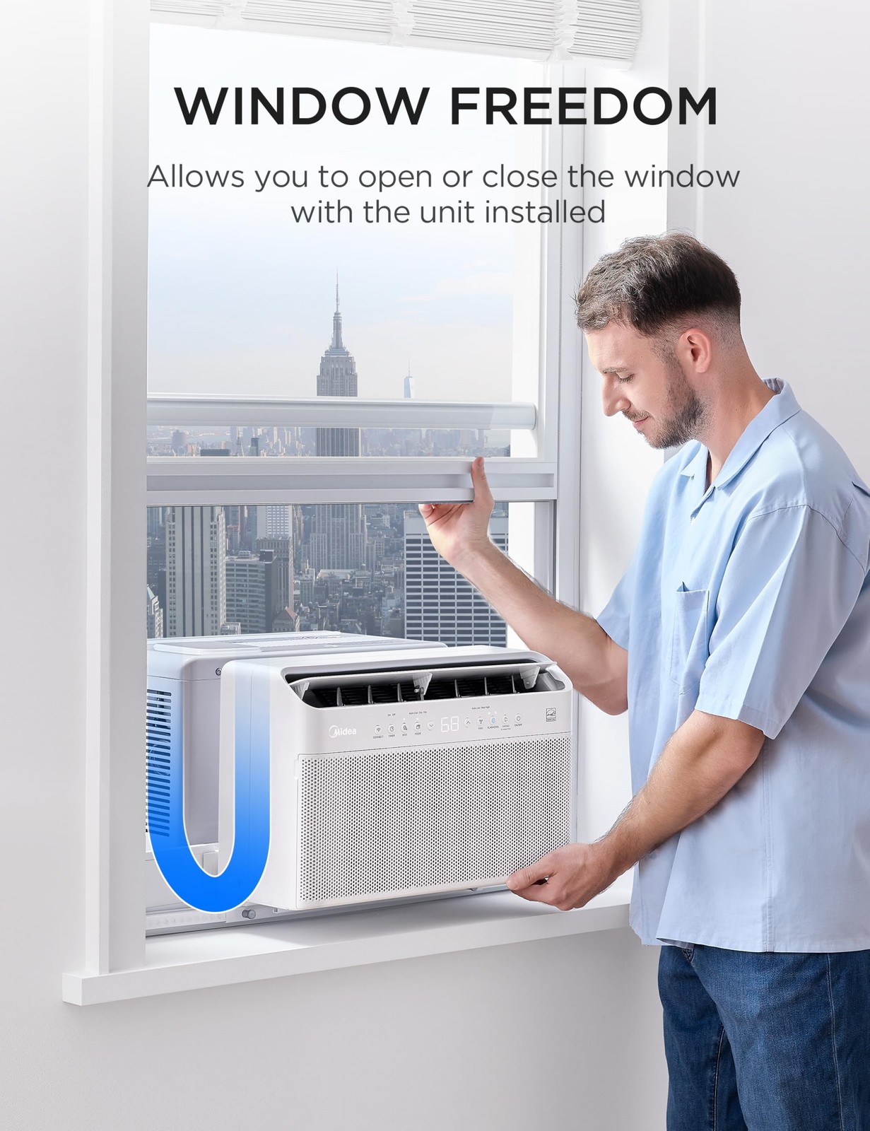 Midea 8,000 BTU U Shaped Smart Inverter Window Air Conditioner Cools 350 Sq …