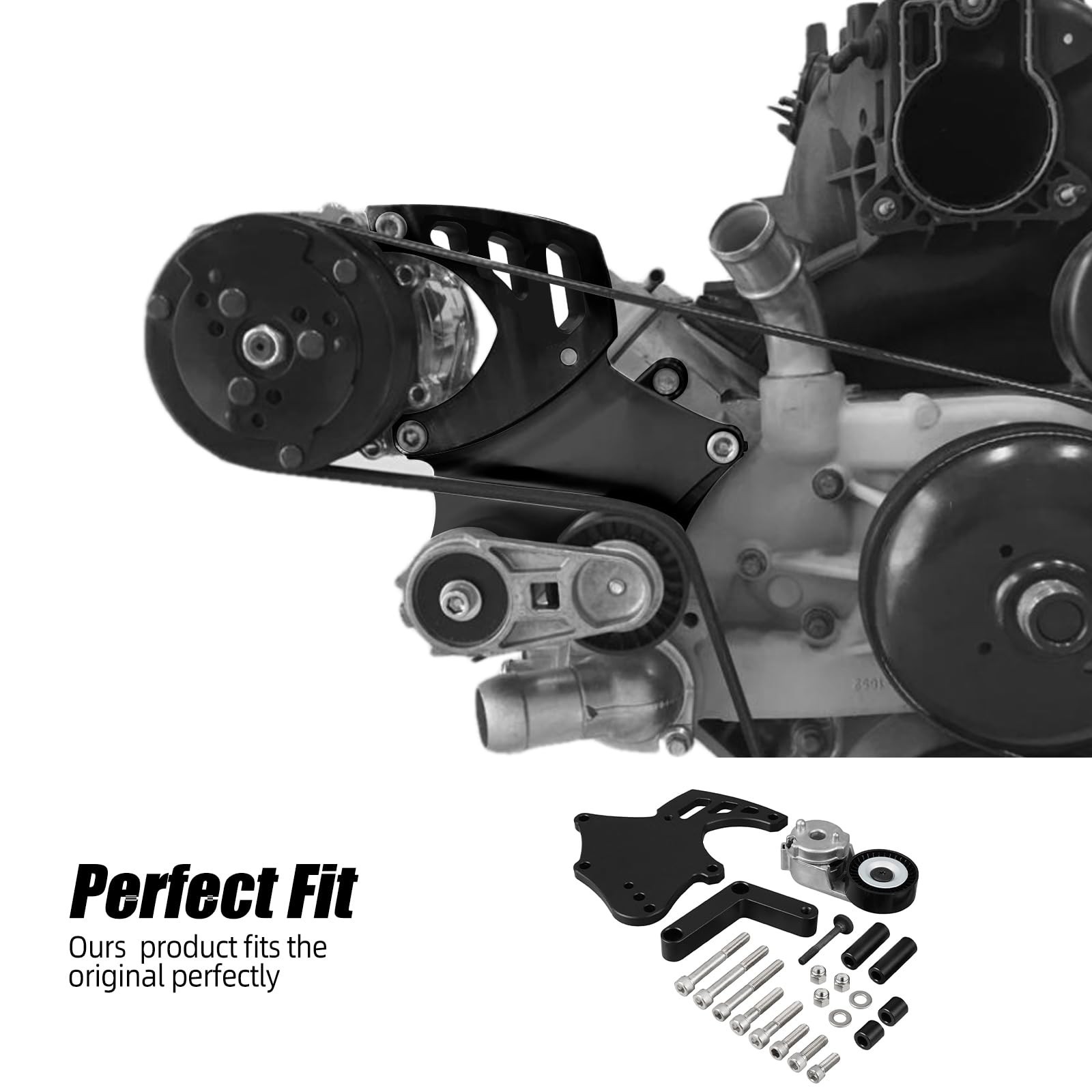 Bevinsee LS Truck Sanden 508 AC Compressor Bracket with Tensioner Kit | Compa…