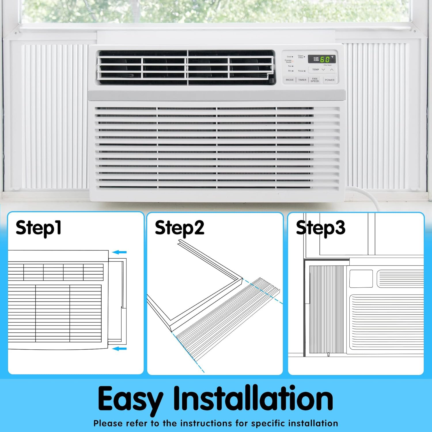 Window Air Conditioner Side Panels with Frame, Adjustable AC Side Panels for Mos