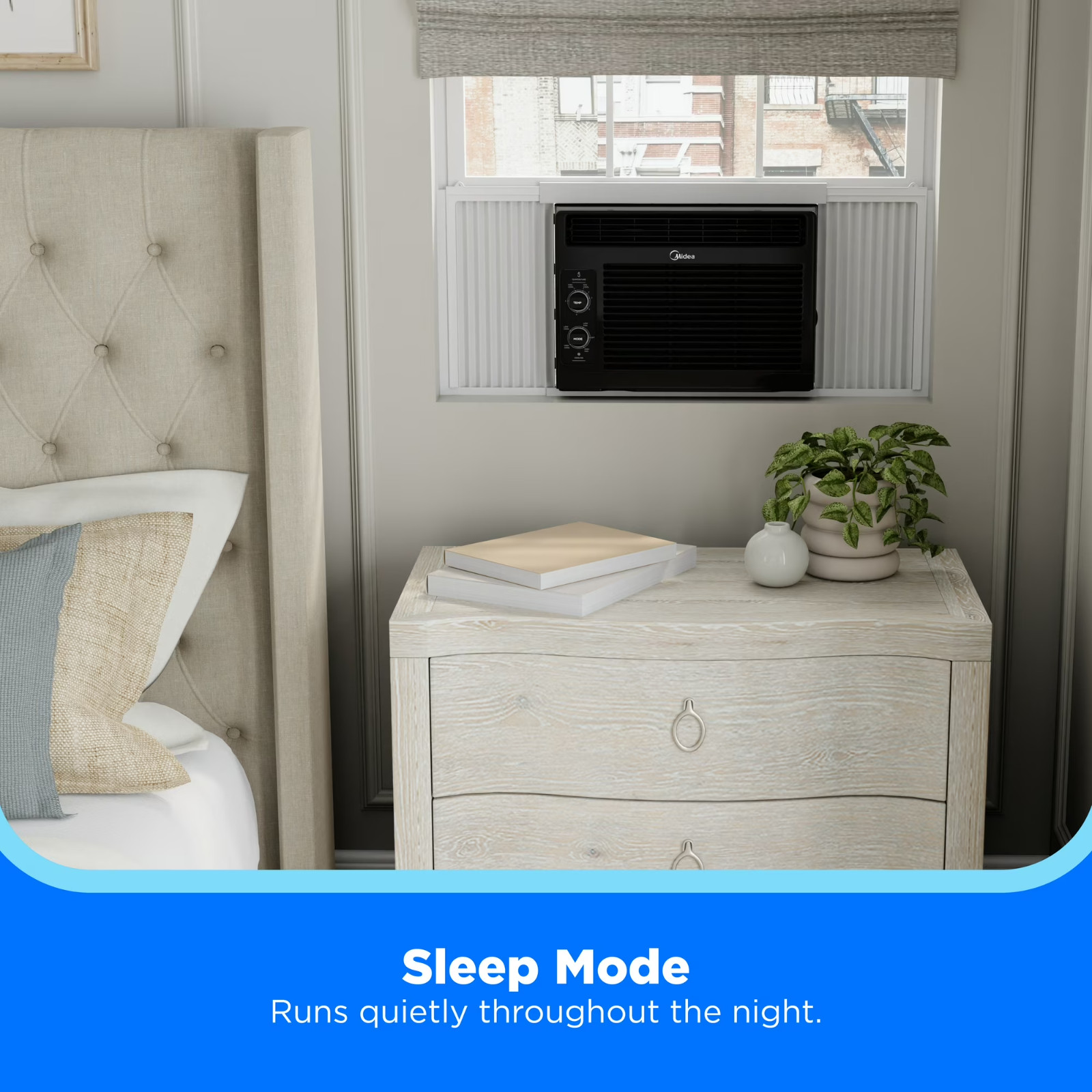 US Midea 5,000 BTU Mechanical Window Air Conditioner, 150 Sq Ft, Black