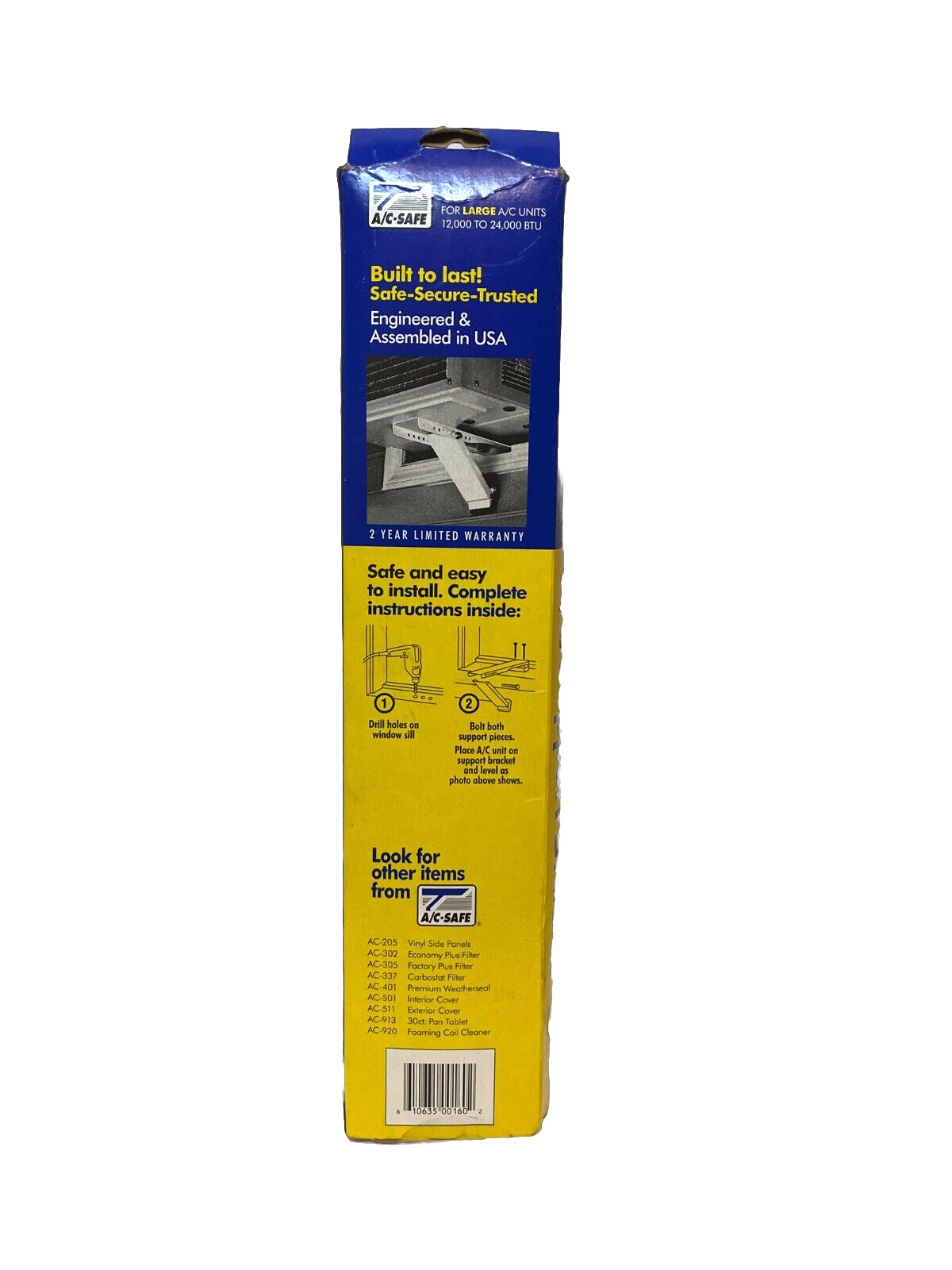 T A/C Safe Window Air Conditioner Large Support Bracket Model AC-160 Universal