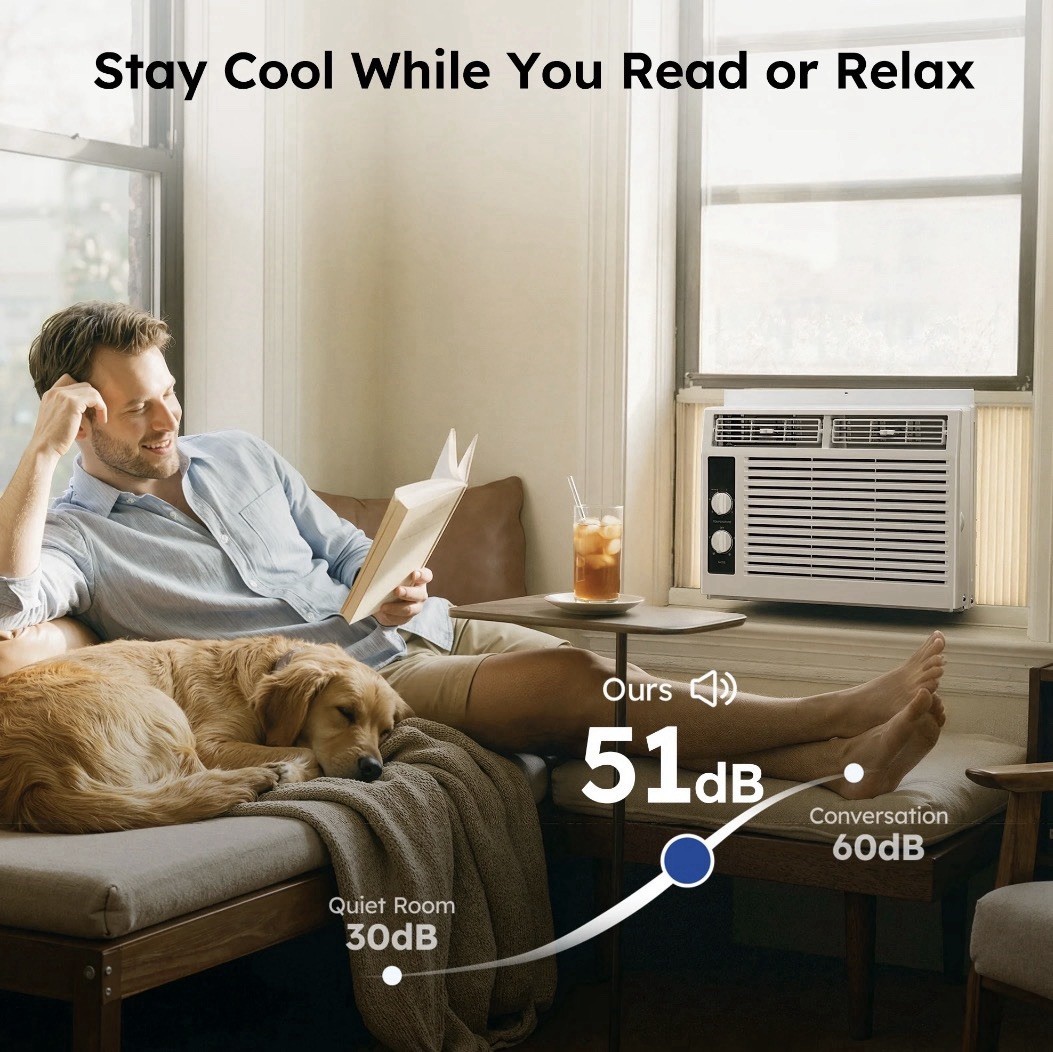 SIMZLIFE 5,000 BTU Window Air Conditioner, Cools Up To 150 Sq Ft