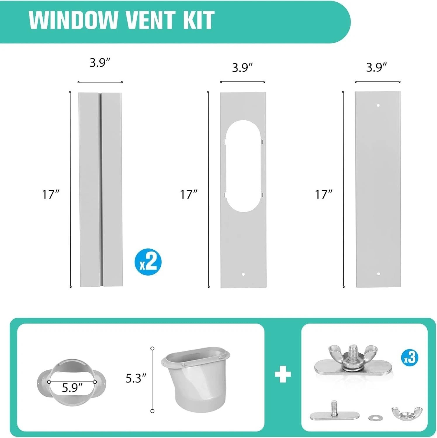 Universal Portable AC Window Vent Kit with 5.9″ Exhaust Hose – 59″ Adjustable