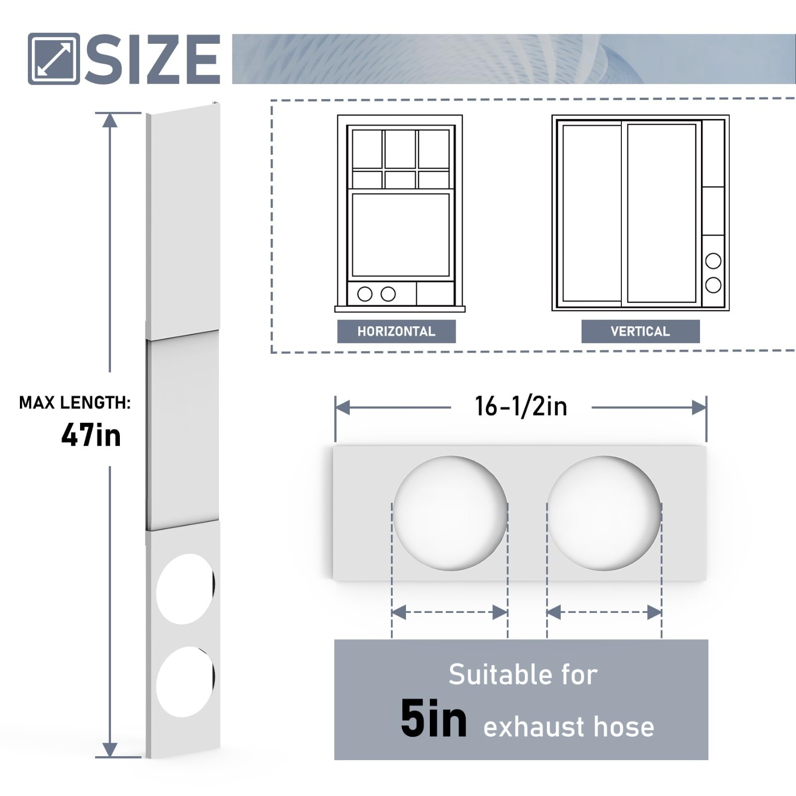 Dual Hose Portable Air Conditioner Window Kit – Adjustable Seal Plates & Foam St