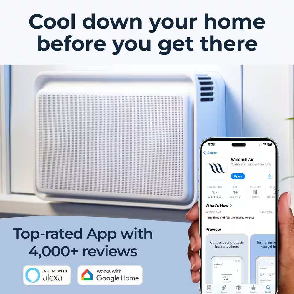 8,000 BTU 115-Volts QUIET Smart Window Air Conditioner, Wi-Fi/Remote, #1 Easiest